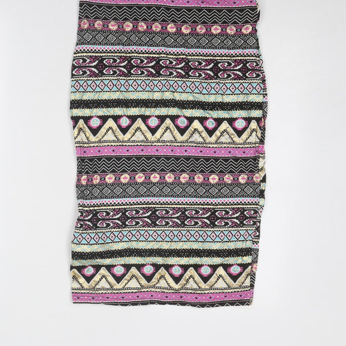 Cameo Rose Womens Multicoloured Geometric Viscose A-Line Skirt Size 26 in