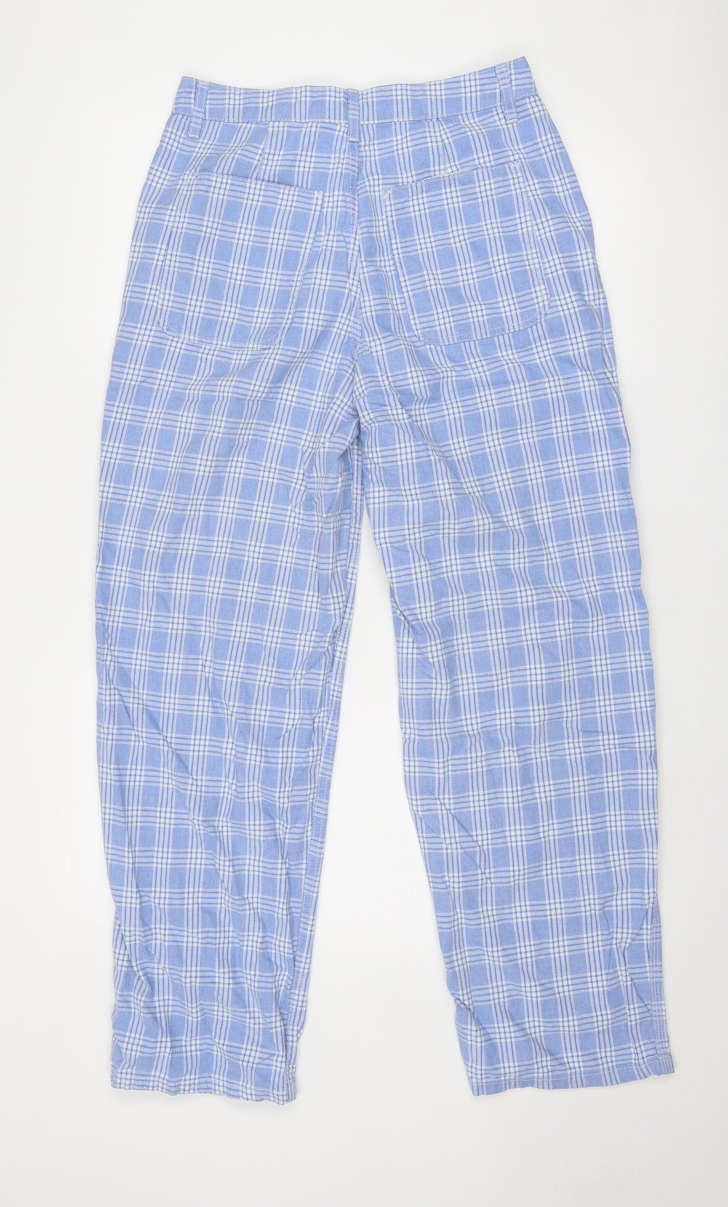 ASOS Womens Blue Plaid Cotton Straight Jeans Size 12 Regular Zip
