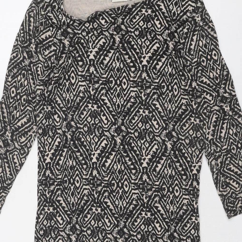 River Island Womens Black Geometric Viscose A-Line Size 8 Round Neck Pullover