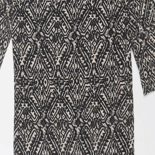 River Island Womens Black Geometric Viscose A-Line Size 8 Round Neck Pullover