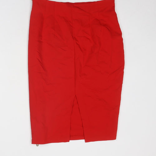 adL Womens Red Polyester Straight & Pencil Skirt Size L Zip - Full side zip
