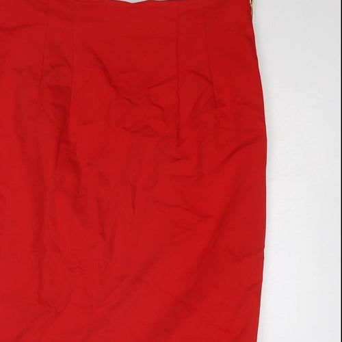 adL Womens Red Polyester Straight & Pencil Skirt Size L Zip - Full side zip