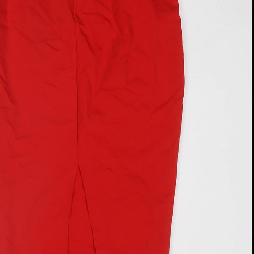 adL Womens Red Polyester Straight & Pencil Skirt Size L Zip - Full side zip
