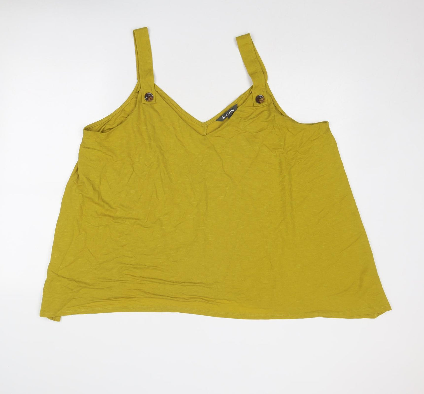 Bonmarché Womens Green Viscose Basic Tank Size 22 V-Neck