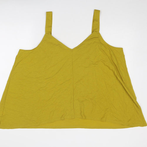 Bonmarché Womens Green Viscose Basic Tank Size 22 V-Neck