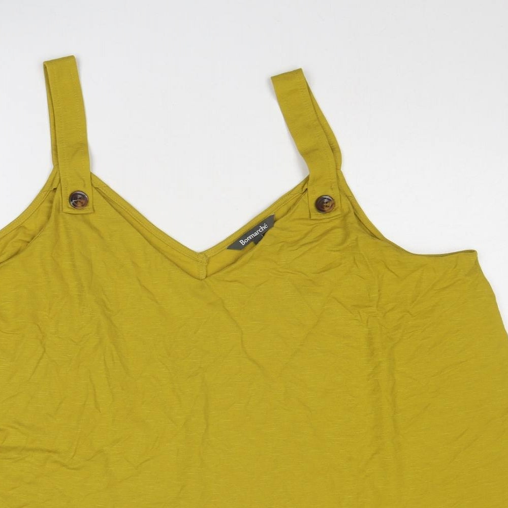 Bonmarché Womens Green Viscose Basic Tank Size 22 V-Neck