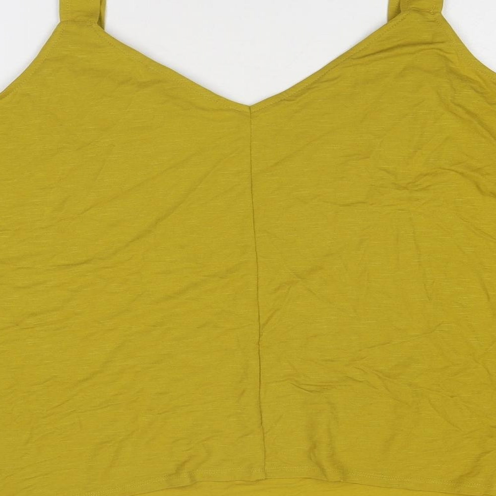 Bonmarché Womens Green Viscose Basic Tank Size 22 V-Neck
