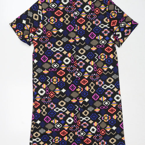Dolls Womens Multicoloured Geometric Polyester Shift Size M Round Neck Zip - Size M-L