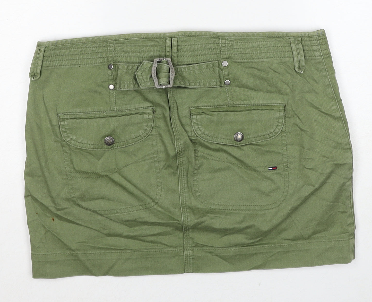 Tommy Hilfiger Womens Green Cotton Cargo Skirt Size L Zip