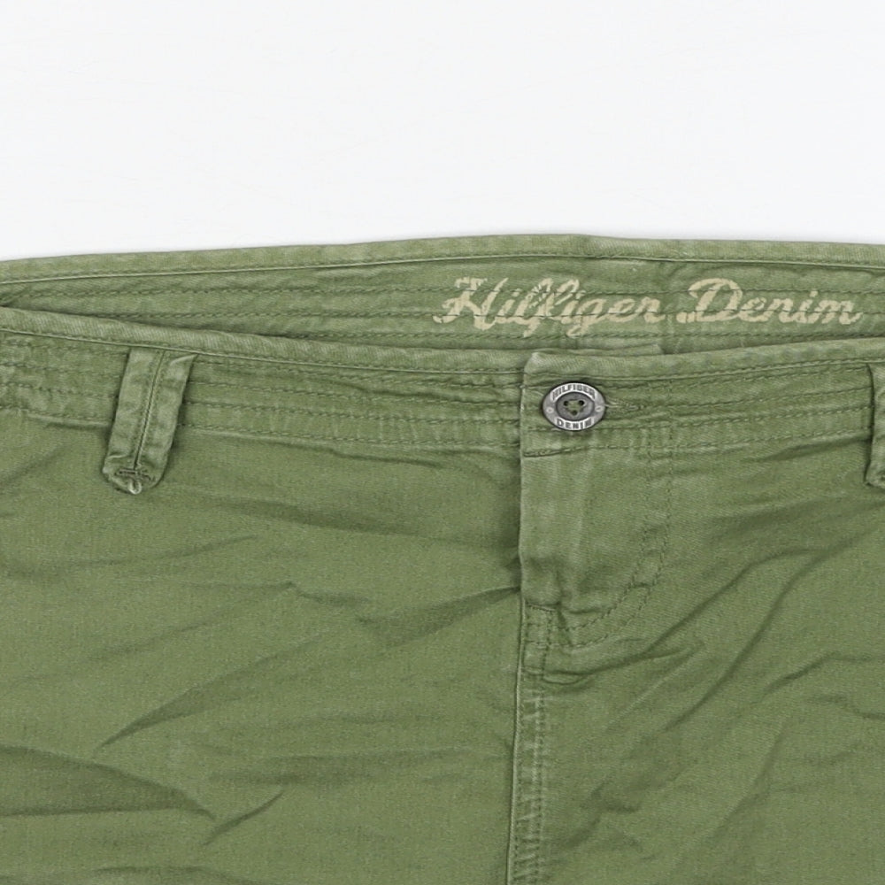 Tommy Hilfiger Womens Green Cotton Cargo Skirt Size L Zip