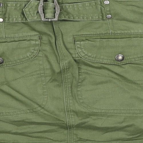 Tommy Hilfiger Womens Green Cotton Cargo Skirt Size L Zip