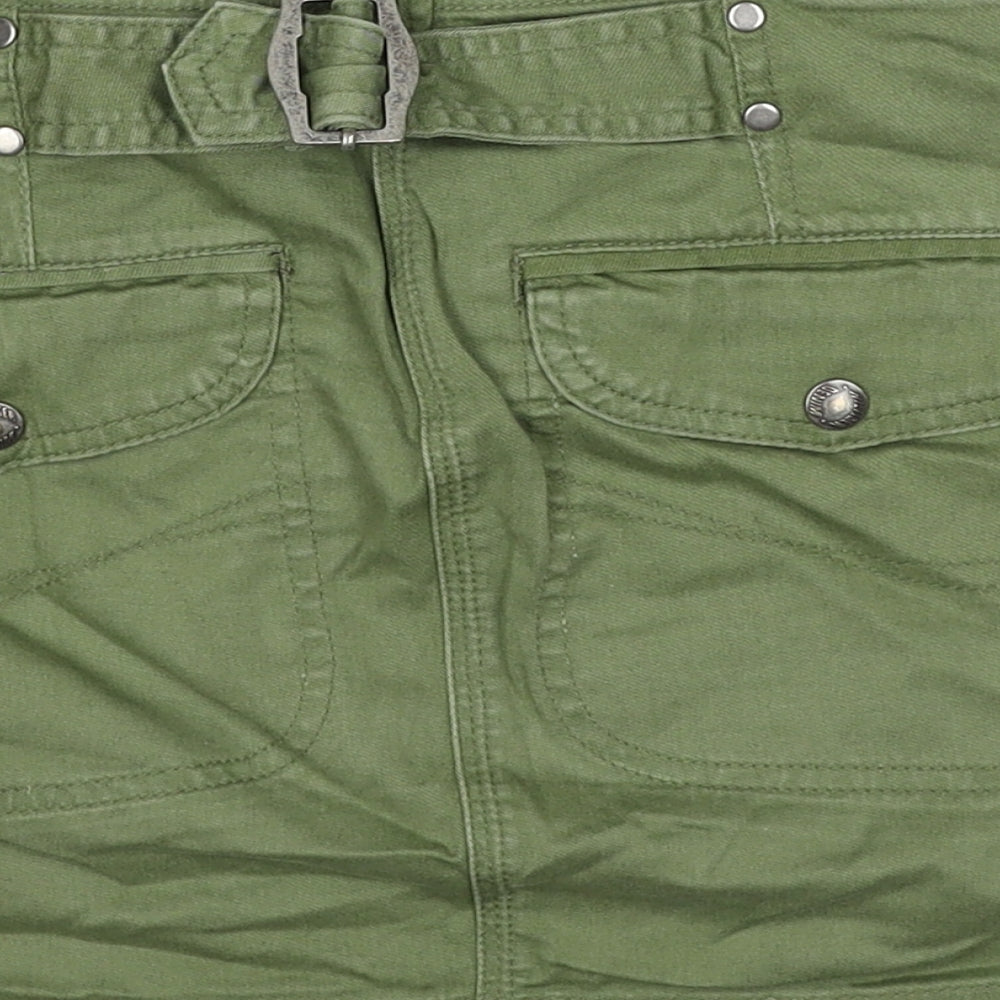 Tommy Hilfiger Womens Green Cotton Cargo Skirt Size L Zip