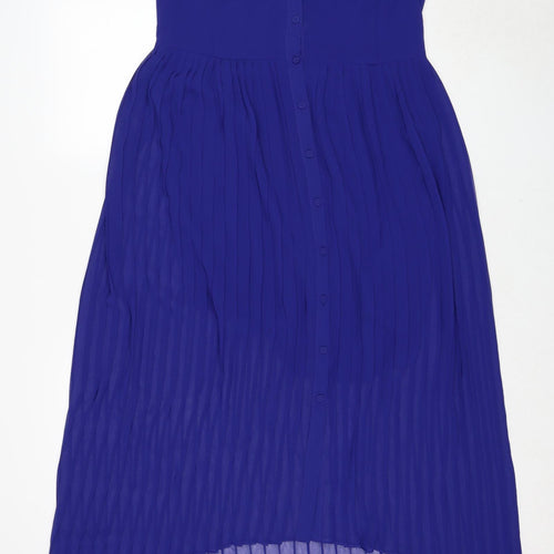 Sportsgirl Womens Blue Polyester A-Line Size 14 Halter Button