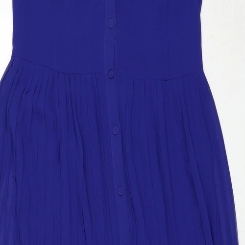 Sportsgirl Womens Blue Polyester A-Line Size 14 Halter Button