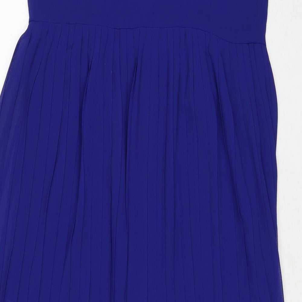 Sportsgirl Womens Blue Polyester A-Line Size 14 Halter Button