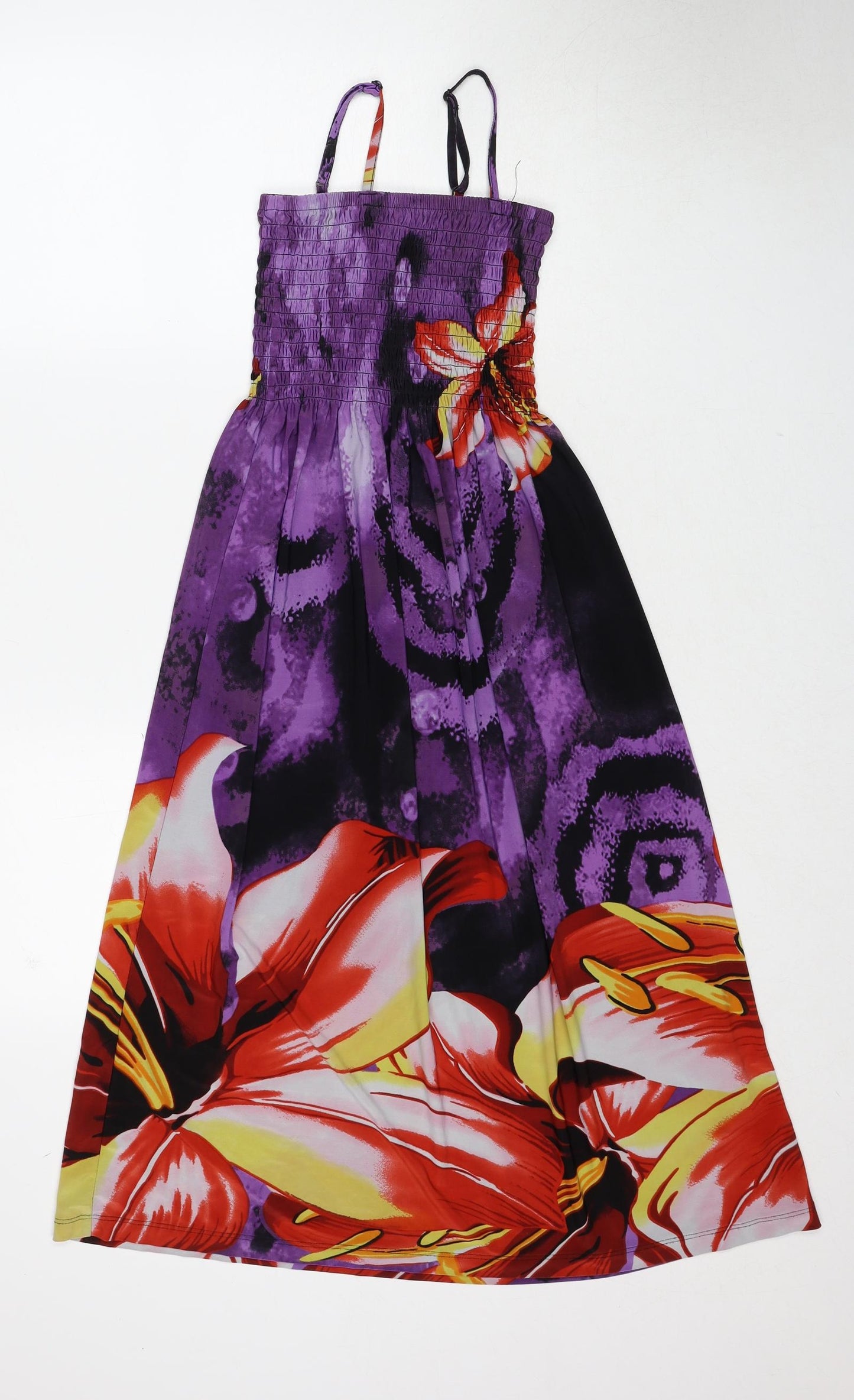 Cristina Womens Multicoloured Floral Polyester Tank Dress Size S Square Neck Pullover