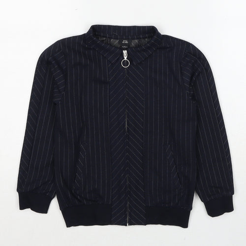 River Island Boys Black Striped Polyester Full Zip Sweatshirt Size 5-6 Years Pullover