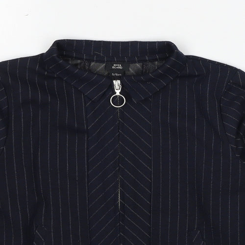 River Island Boys Black Striped Polyester Full Zip Sweatshirt Size 5-6 Years Pullover