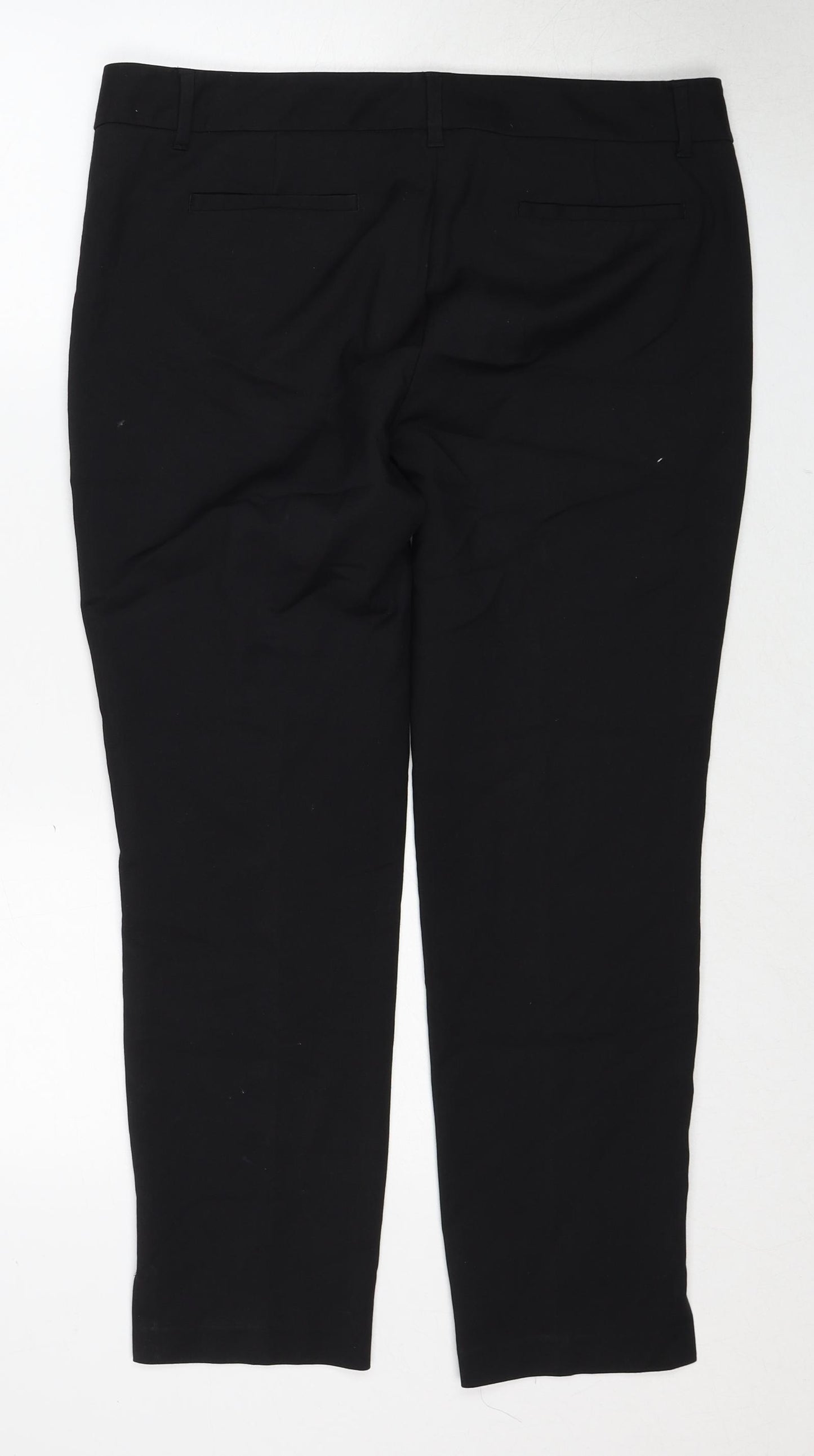 NEXT Womens Black Cotton Chino Trousers Size 14 Regular Zip