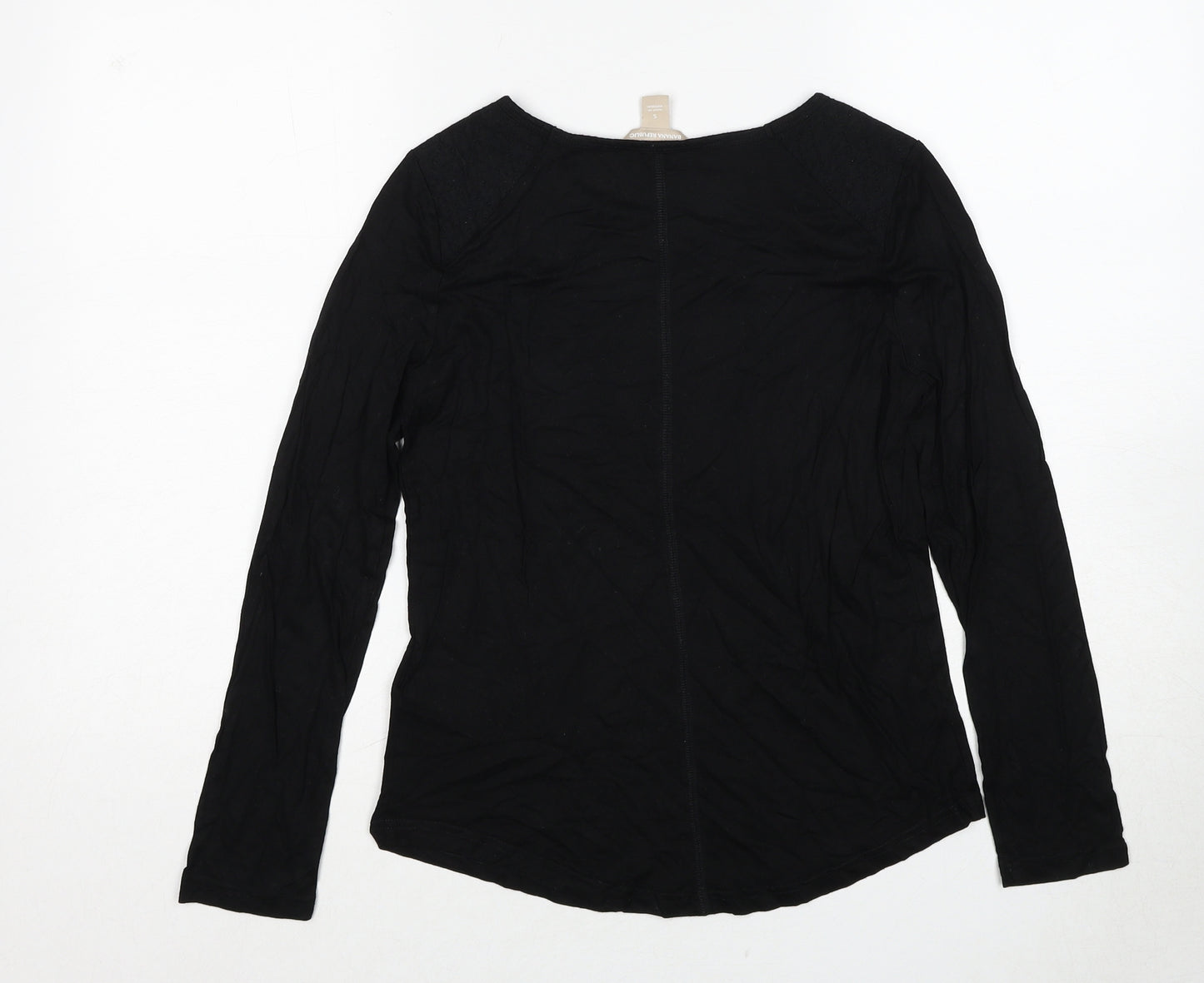 Banana Republic Womens Black Viscose Basic Blouse Size S Round Neck