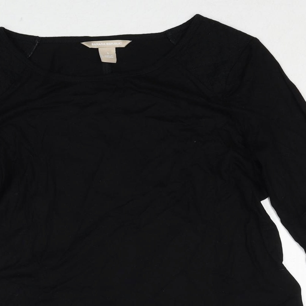 Banana Republic Womens Black Viscose Basic Blouse Size S Round Neck
