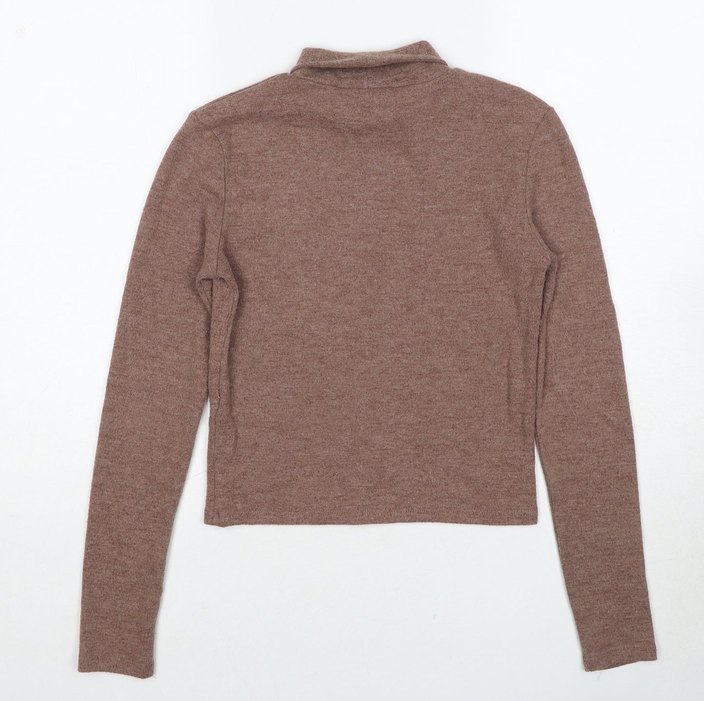Zara Womens Brown Mock Neck Polyester Pullover Jumper Size M