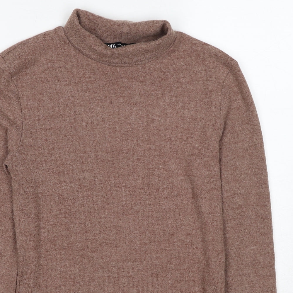 Zara Womens Brown Mock Neck Polyester Pullover Jumper Size M