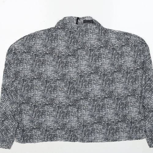 Topshop Womens Grey Geometric Polyester Basic Blouse Size 8 High Neck