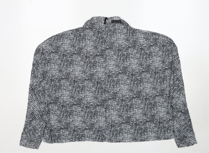 Topshop Womens Grey Geometric Polyester Basic Blouse Size 8 High Neck