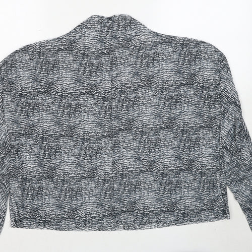 Topshop Womens Grey Geometric Polyester Basic Blouse Size 8 High Neck