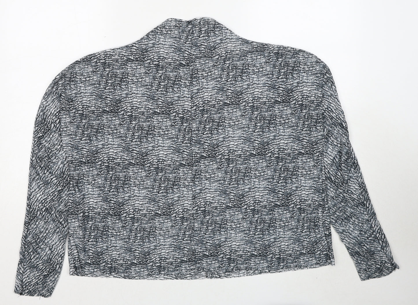 Topshop Womens Grey Geometric Polyester Basic Blouse Size 8 High Neck