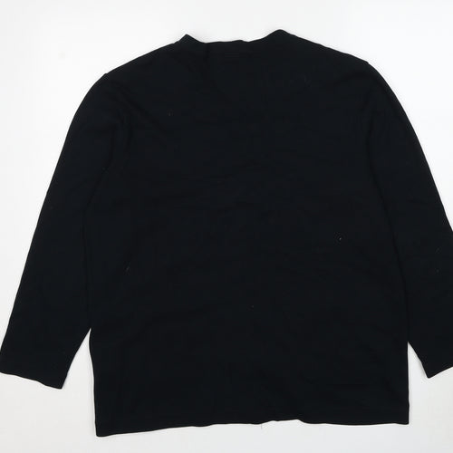 Lands' End Womens Black V-Neck Cotton Cardigan Jumper Size 14 - Size 14-16