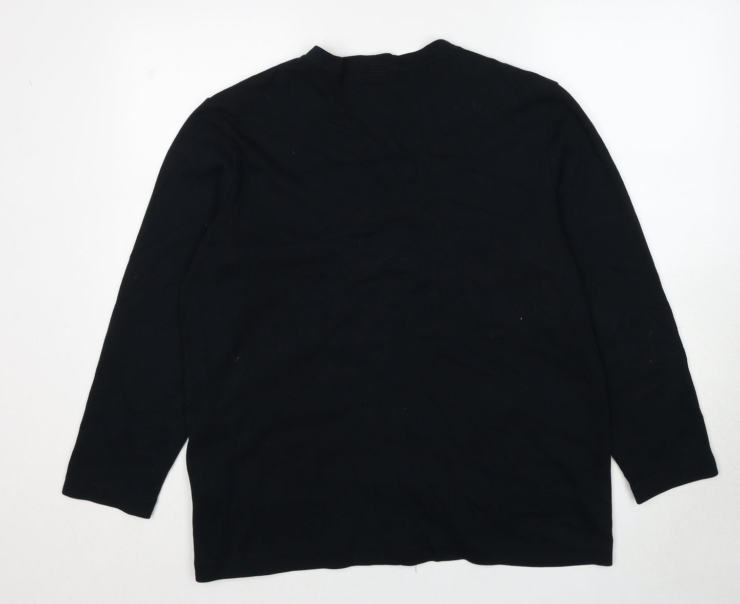 Lands' End Womens Black V-Neck Cotton Cardigan Jumper Size 14 - Size 14-16