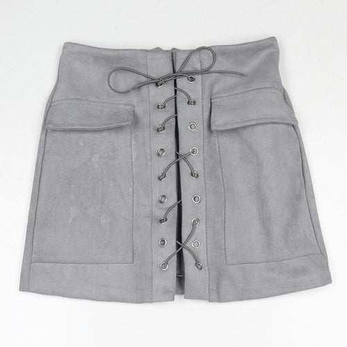 Vestidos Womens Grey Cotton Cargo Skirt Size S Zip