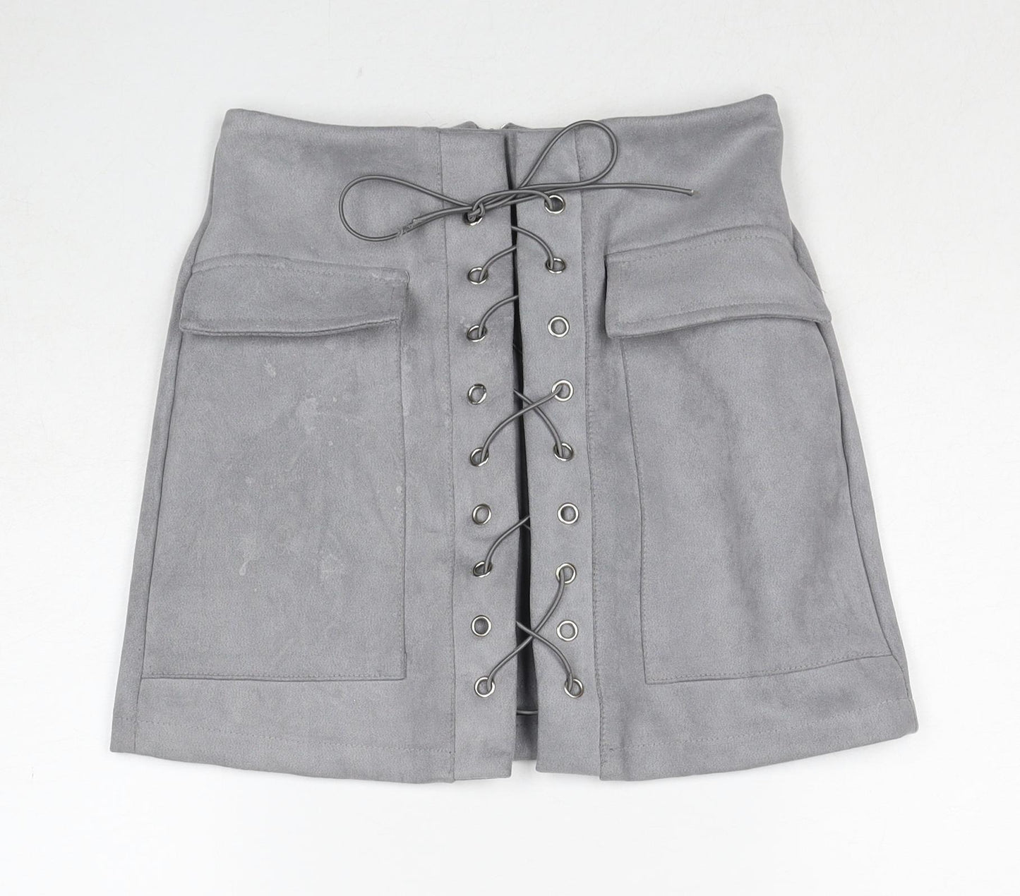 Vestidos Womens Grey Cotton Cargo Skirt Size S Zip