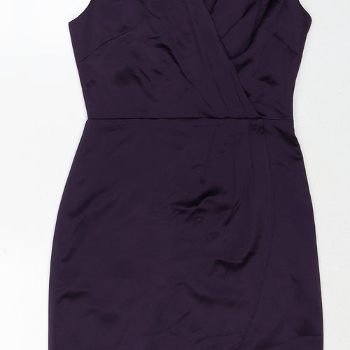 H&M Womens Purple Polyester Sheath Size 6 V-Neck Zip - Wrap Style