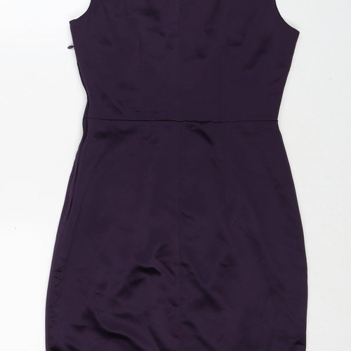 H&M Womens Purple Polyester Sheath Size 6 V-Neck Zip - Wrap Style