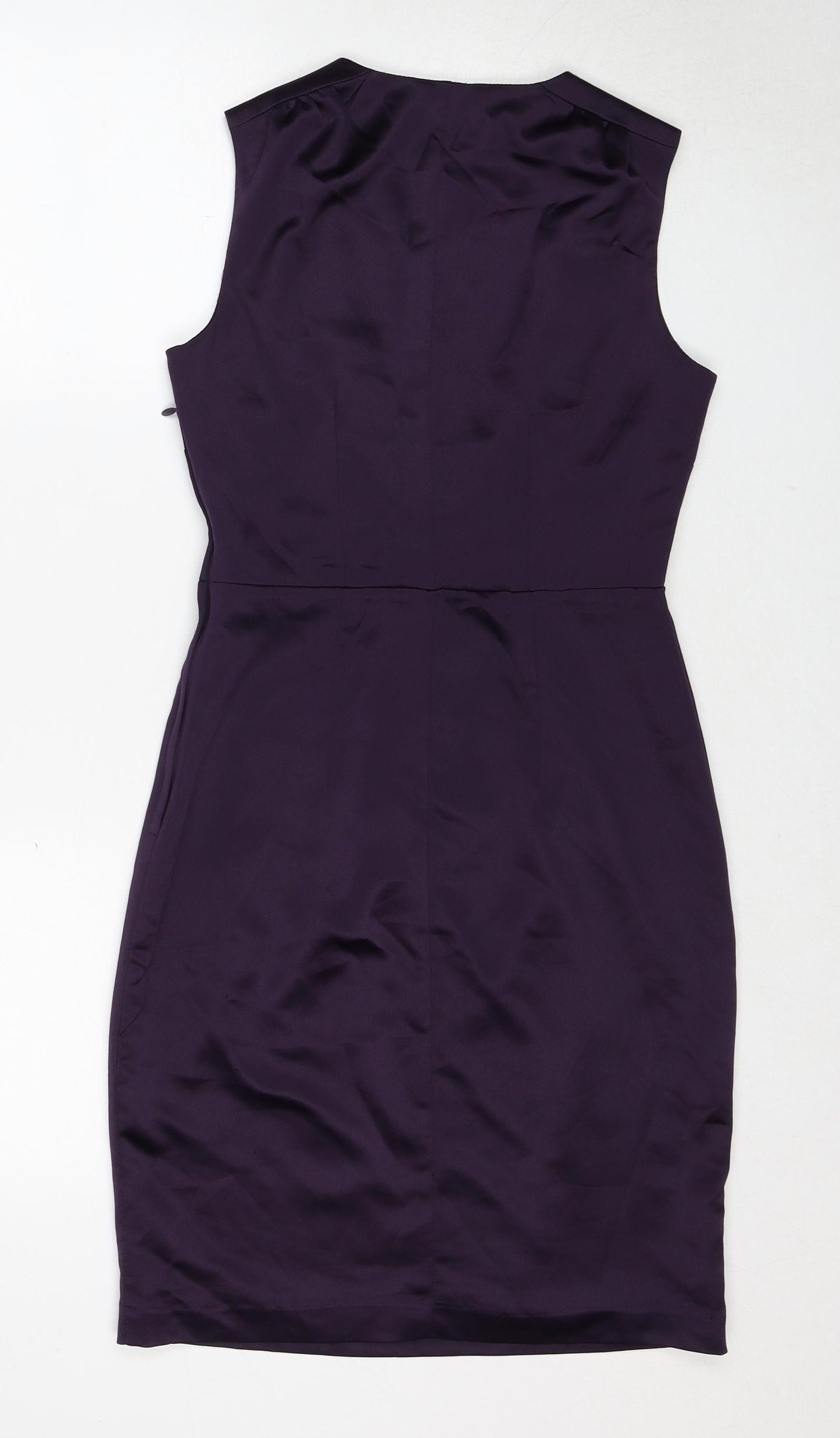 H&M Womens Purple Polyester Sheath Size 6 V-Neck Zip - Wrap Style