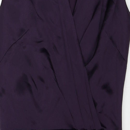 H&M Womens Purple Polyester Sheath Size 6 V-Neck Zip - Wrap Style