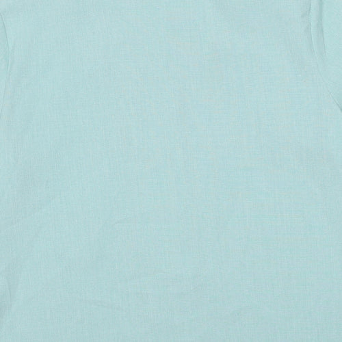 EWM Womens Blue Polyester Basic Button-Up Size 14 Collared