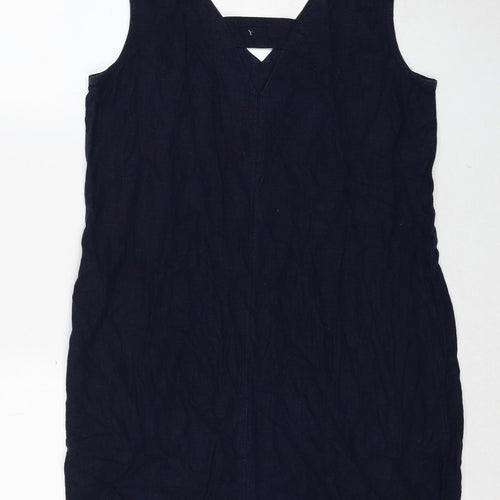 NEXT Womens Blue Linen Tank Dress Size 12 V-Neck Pullover