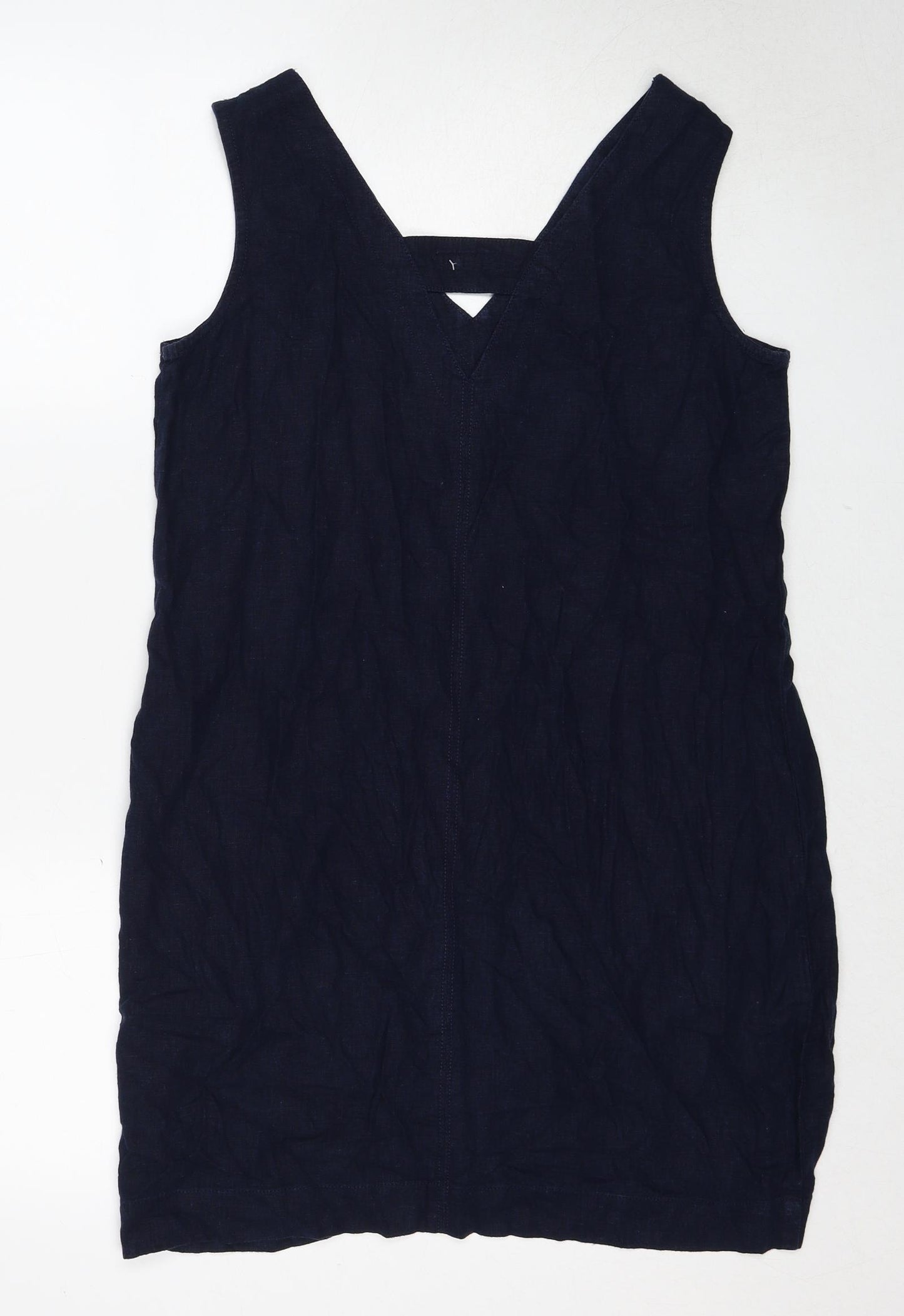 NEXT Womens Blue Linen Tank Dress Size 12 V-Neck Pullover