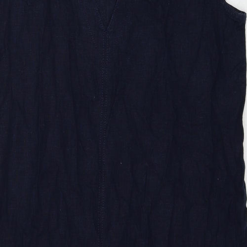 NEXT Womens Blue Linen Tank Dress Size 12 V-Neck Pullover