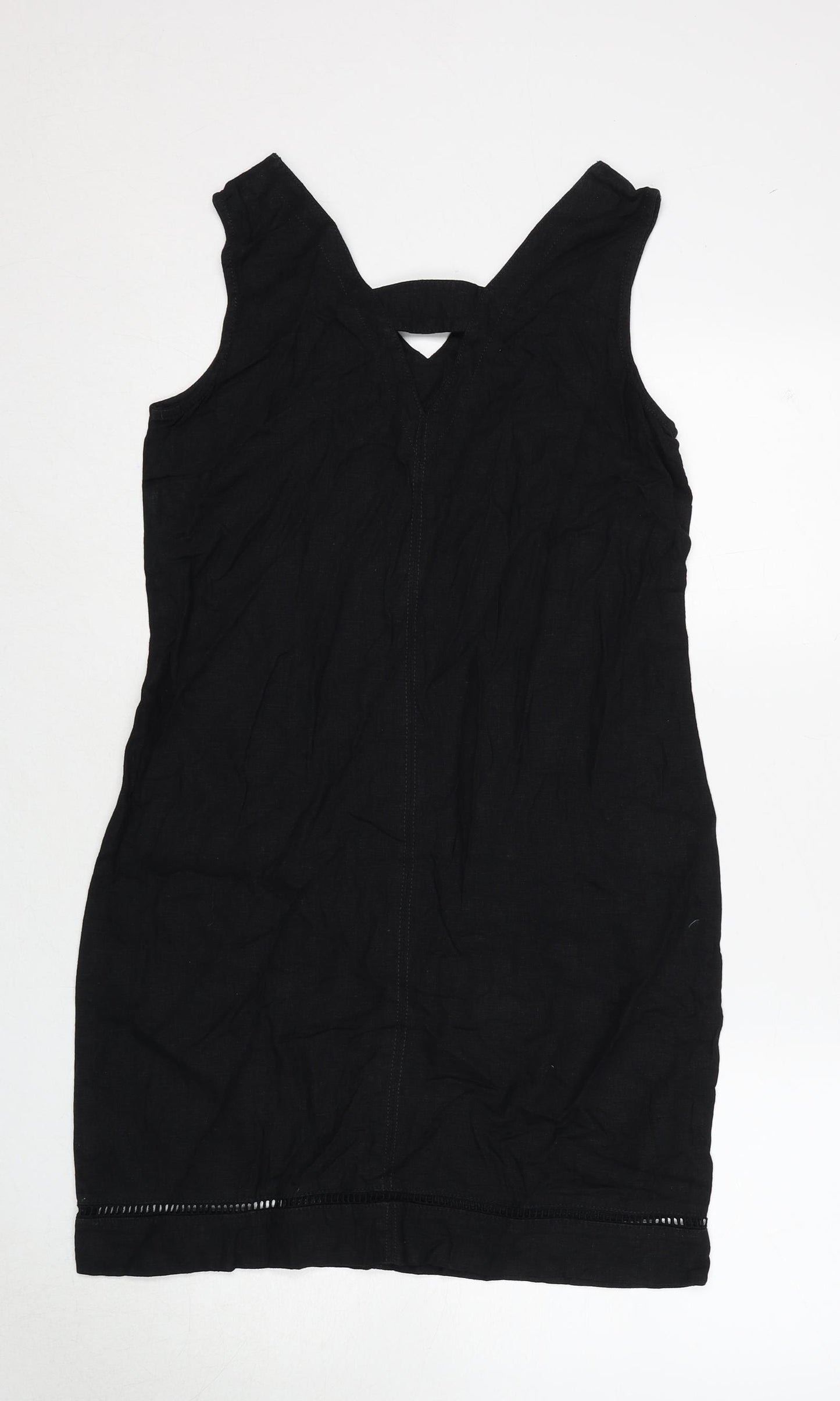 NEXT Womens Black Linen Tank Dress Size 10 V-Neck Pullover
