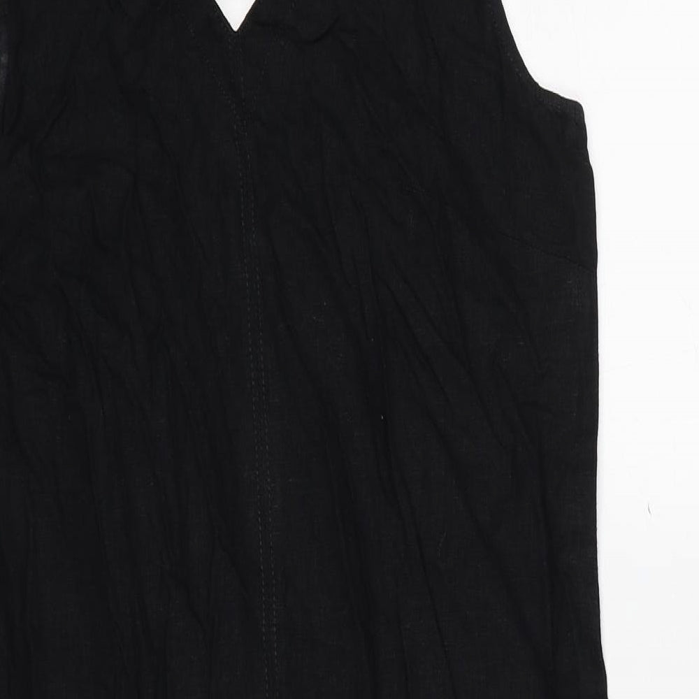 NEXT Womens Black Linen Tank Dress Size 10 V-Neck Pullover