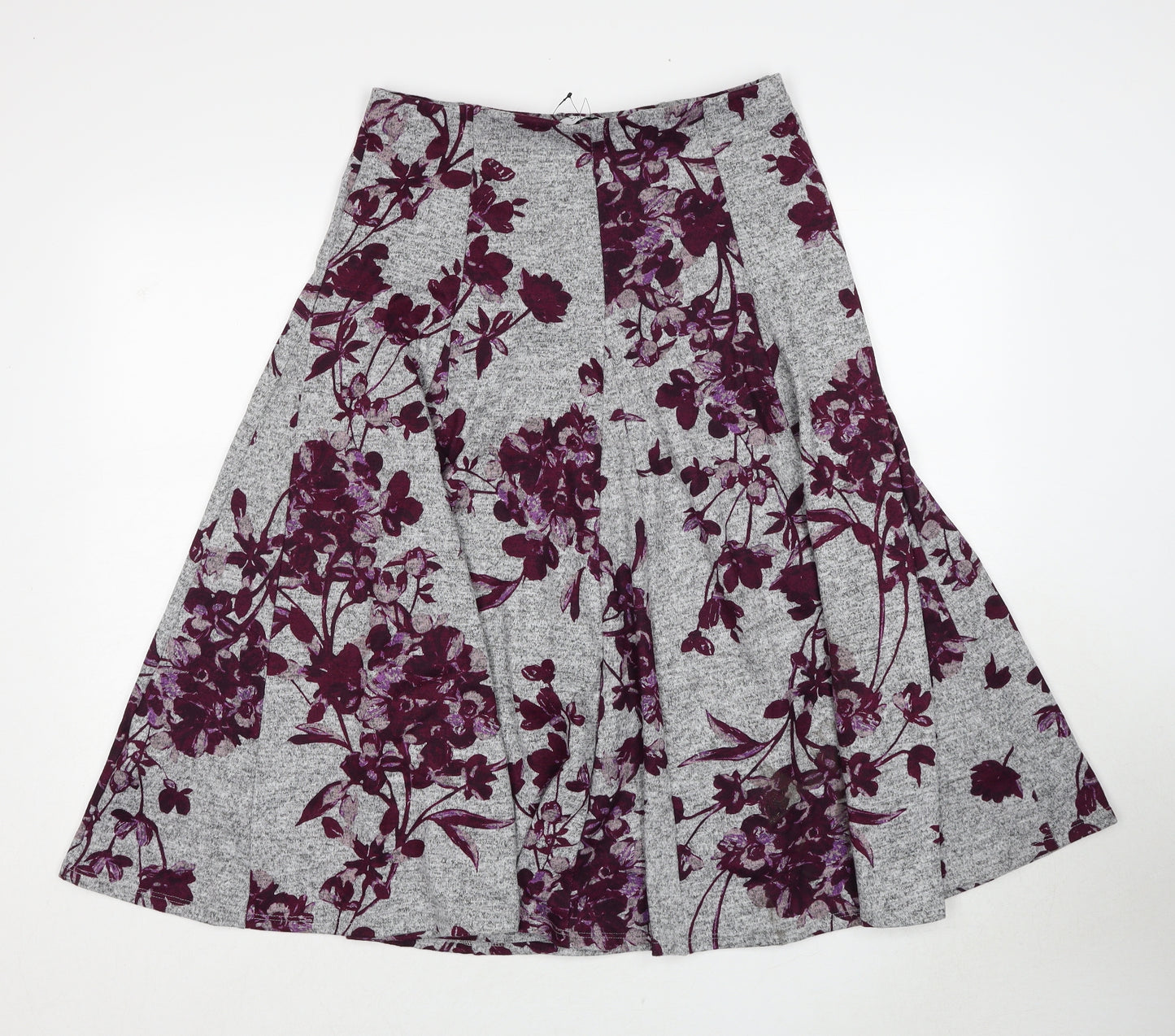 Marks and Spencer Womens Grey Floral Polyester Swing Skirt Size 12