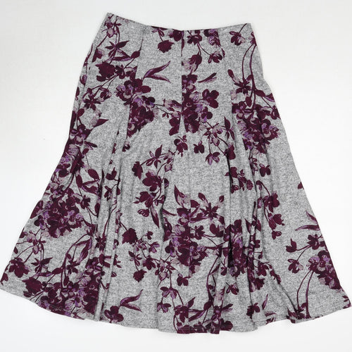 Marks and Spencer Womens Grey Floral Polyester Swing Skirt Size 12