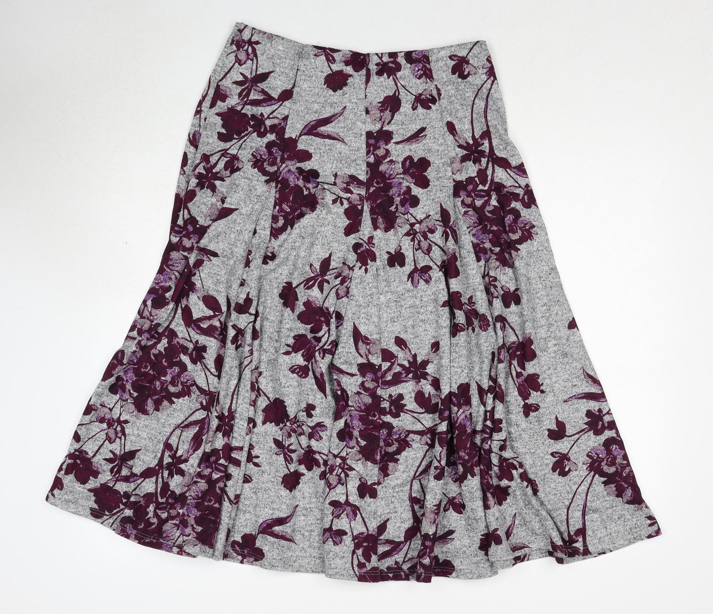 Marks and Spencer Womens Grey Floral Polyester Swing Skirt Size 12
