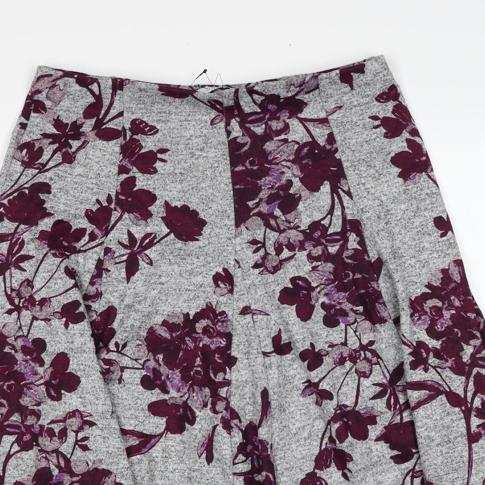 Marks and Spencer Womens Grey Floral Polyester Swing Skirt Size 12