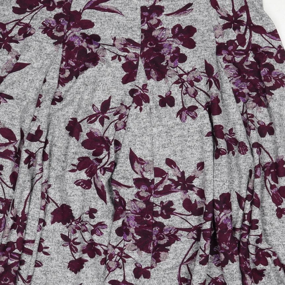 Marks and Spencer Womens Grey Floral Polyester Swing Skirt Size 12